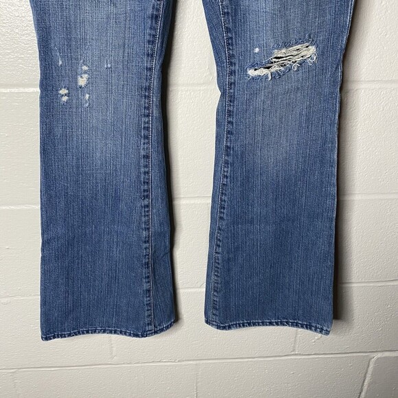 American Eagle Y2K  Real Flare Jeans Womens Sz 6 Low Rise 2000s Distressed - Picture 4 of 12